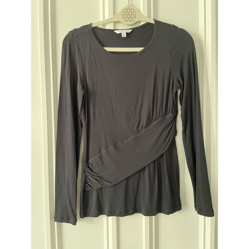 Cabi long sleeve black top with wrap like front  S